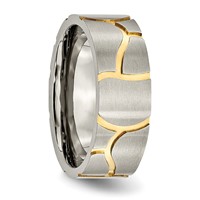 Chisel Titanium Brushed Yellow IP-plated 8mm Grooved Band view 4
