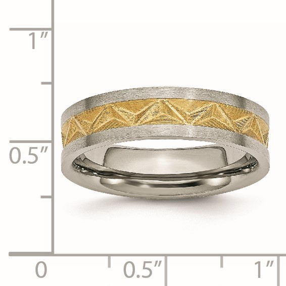 Titanium Brushed and Yellow IP-plated Ladies 6mm Band