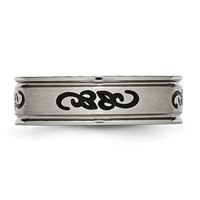 Chisel Titanium Brushed Band with Black Rubber Design 7mm Ridged Edge view 3