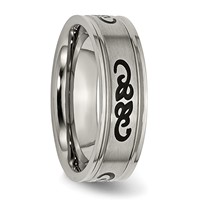 Chisel Titanium Brushed Band with Black Rubber Design 7mm Ridged Edge view 4