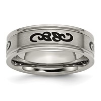 Chisel Titanium Brushed Band with Black Rubber Design 7mm Ridged Edge view 1