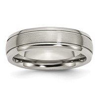 Chisel Titanium Brushed and Polished 6mm Grooved Edge Band view 1