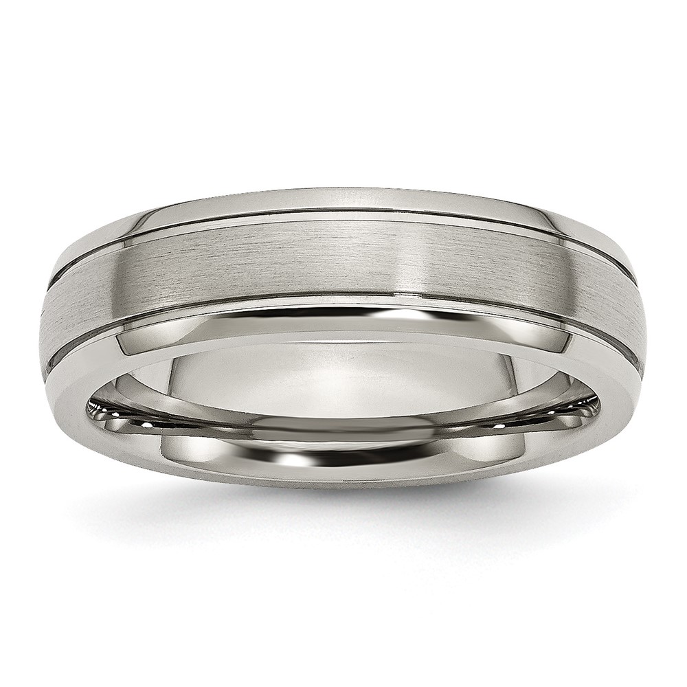 Titanium Brushed and Polished 6mm Grooved Edge Band