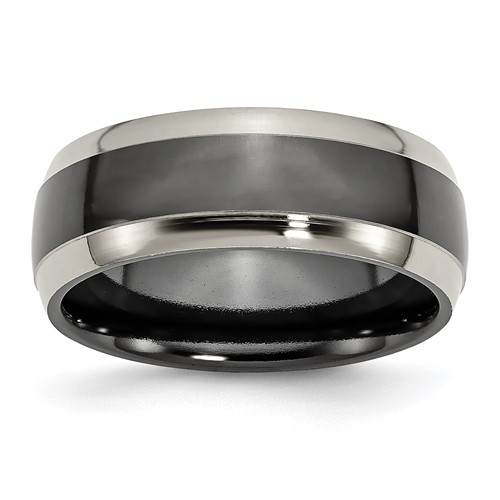 Chisel Titanium Grey and Black Ti Polished 8mm Band