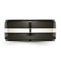 Titanium Black Ti Band with Sterling Silver Inlay Polished 10mm view 3
