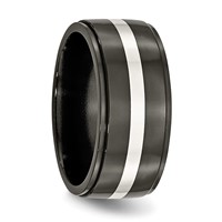 Titanium Black Ti Band with Sterling Silver Inlay Polished 10mm view 4