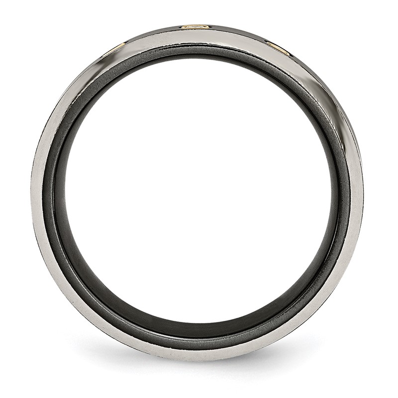 Titanium Black Ti w/14K Inlay 1/10ct Diamond Beveled Edge 7mm Band