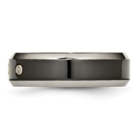 Titanium Black Ti Band with 14K Inlay 0.10ct Diamond Beveled Edge 7mm view 3