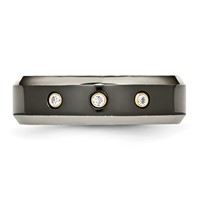 Titanium Black Ti Band with 14K Inlay 0.10ct Diamond Beveled Edge 7mm view 4