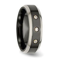 Titanium Black Ti Band with 14K Inlay 0.10ct Diamond Beveled Edge 7mm view 5