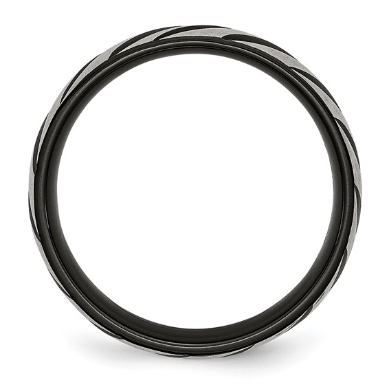 Chisel Titanium Brushed and Polished Black IP-plated 6mm Grooved Band
