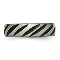 Chisel Titanium Brushed and Polished Black IP-plated 6mm Grooved Band view 3