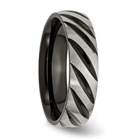 Chisel Titanium Brushed and Polished Black IP-plated 6mm Grooved Band view 4