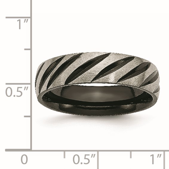 Chisel Titanium Brushed and Polished Black IP-plated 6mm Grooved Band