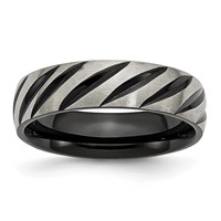 Chisel Titanium Brushed and Polished Black IP-plated 6mm Grooved Band view 1