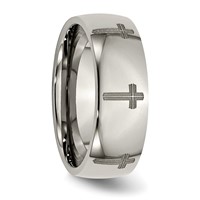 Chisel Titanium Polished Cross Laser Design 8mm Band view 4