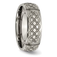 Chisel Titanium Polished Celtic Laser Design 8mm Band view 4