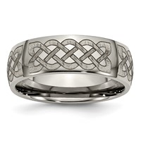 Chisel Titanium Polished Celtic Laser Design 8mm Band view 1