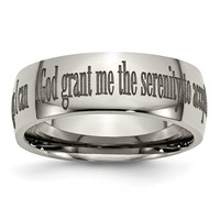 Chisel Titanium Polished Serenity Prayer Laser Design 8mm Band view 1