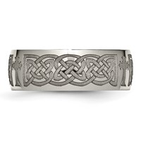 Chisel Titanium Polished Celtic Cross Laser Design 8mm Band view 3