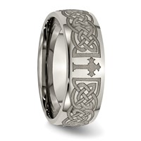 Chisel Titanium Polished Celtic Cross Laser Design 8mm Band view 5