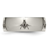 Chisel Titanium Polished Masonic Laser Design 8mm Band view 3