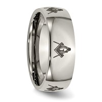 Chisel Titanium Polished Masonic Laser Design 8mm Band view 4