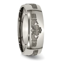 Chisel Titanium Polished Claddagh Laser Design 8mm Band view 4