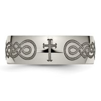 Chisel Titanium Polished Cross Laser Design 8mm Band view 4