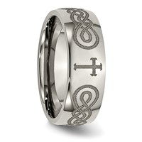 Chisel Titanium Polished Cross Laser Design 8mm Band view 5