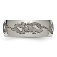 Chisel Titanium Polished Cross Band with Flames Laser Design 8mm view 3