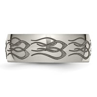 Chisel Titanium Polished Flame Laser Design 8mm Band view 3