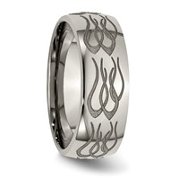 Chisel Titanium Polished Flame Laser Design 8mm Band view 4