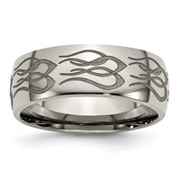 Chisel Titanium Polished Flame Laser Design 8mm Band view 1