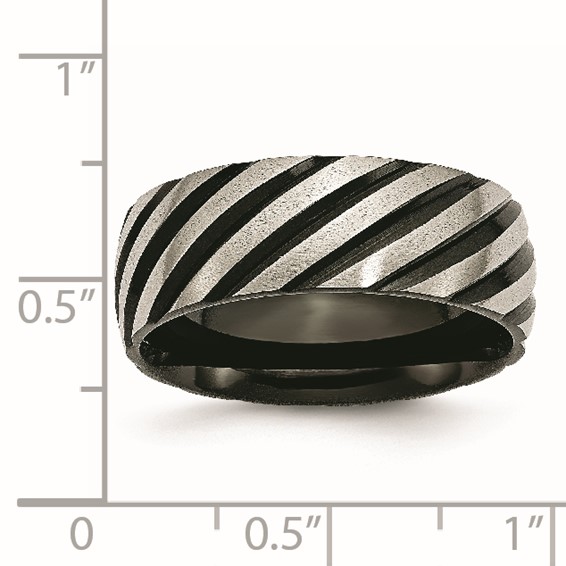 Titanium Brushed & Polished Black IP-plated 8mm Grooved Band