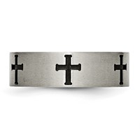 Chisel Titanium Brushed Black IP-plated Cross 7mm Band view 3