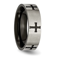 Chisel Titanium Brushed Black IP-plated Cross 7mm Band view 4