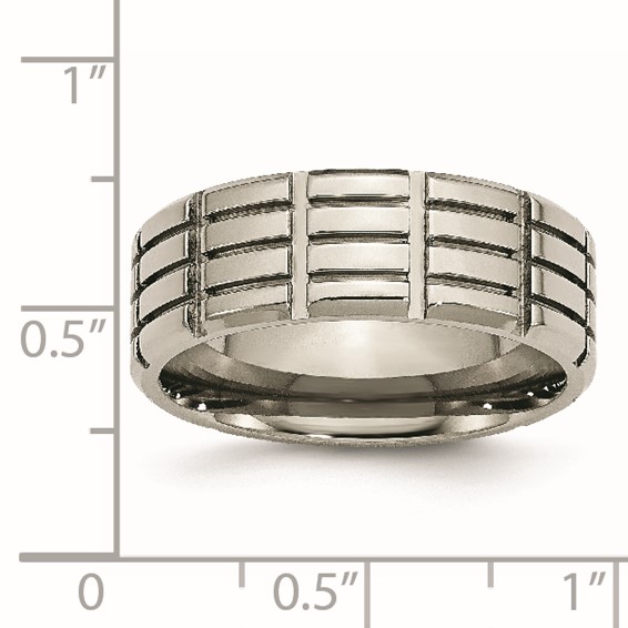 Titanium 8mm Grooved Polished Band