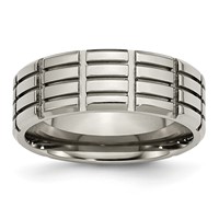 Titanium 8mm Grooved Polished Band view 1