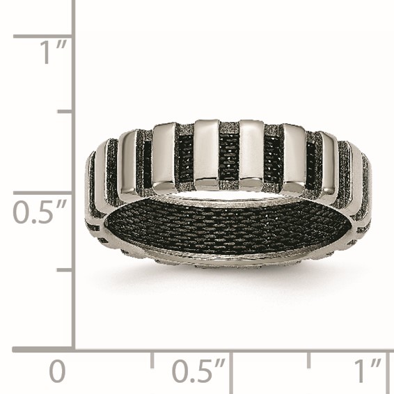 Chisel Titanium Polished with Black IP-plated Wire 6mm Band