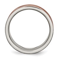 Titanium Grooved 8mm Brown IP-plated Polished Band with Brushed Center view 2
