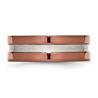Titanium Grooved 8mm Brown IP-plated Polished Band with Brushed Center view 3