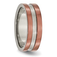 Titanium Grooved 8mm Brown IP-plated Polished Band with Brushed Center view 4