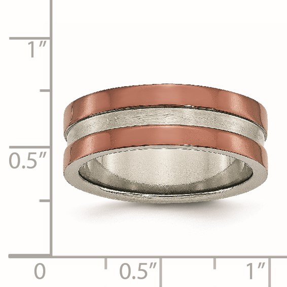 Titanium Grooved 8mm Brown IP-plated Polished w/brushed Center Band