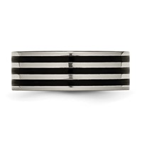 Titanium Polished Black IP-plated Striped 8mm Band view 3