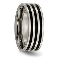 Titanium Polished Black IP-plated Striped 8mm Band view 4