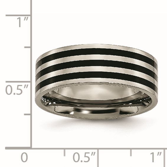 Titanium Polished Black IP-plated Striped 8mm Band