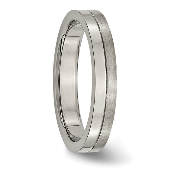 Chisel Titanium Brushed and Polished 4mm Grooved Band