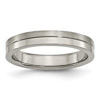 Chisel Titanium Brushed and Polished 4mm Grooved Band view 1