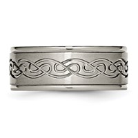 Chisel Titanium Brushed Center 9mm Scroll Design Band view 3